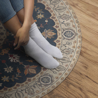 Runder teppich auf pvc Pflanzenornament mit Blumen im persischen Stil
