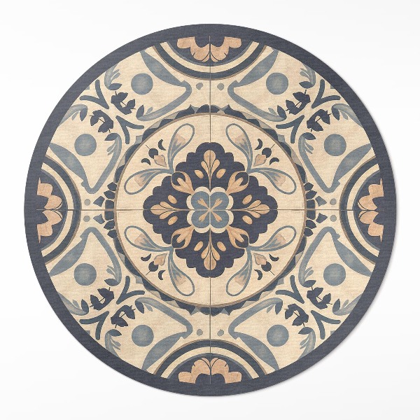 Runder vinyl teppich läufer Vintage-Mosaik mit Pflanzenmotiv
