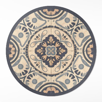 Runder vinyl teppich läufer Vintage-Mosaik mit Pflanzenmotiv