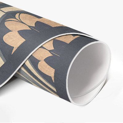 Runder vinyl teppich läufer Vintage-Mosaik mit Pflanzenmotiv