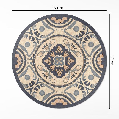 Runder vinyl teppich läufer Vintage-Mosaik mit Pflanzenmotiv