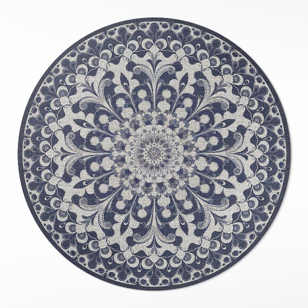 Runder vinyl teppich läufer Kaleidoskop von Blumen im Retro-Stil