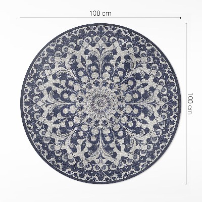 Runder vinyl teppich läufer Kaleidoskop von Blumen im Retro-Stil