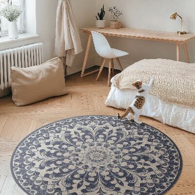 Runder vinyl teppich läufer Kaleidoskop von Blumen im Retro-Stil