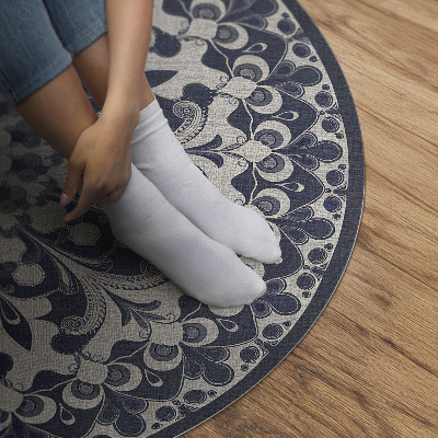 Runder vinyl teppich läufer Kaleidoskop von Blumen im Retro-Stil