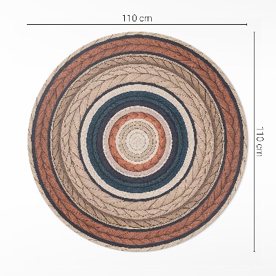 Runder teppich auf pvc Gestricktes Garn in erdigen Tönen