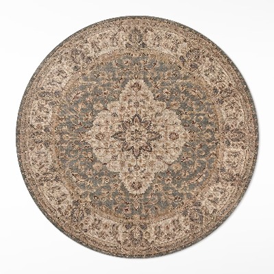 Runder vinyl teppich Persische Ornamente in subtilen Schattierungen