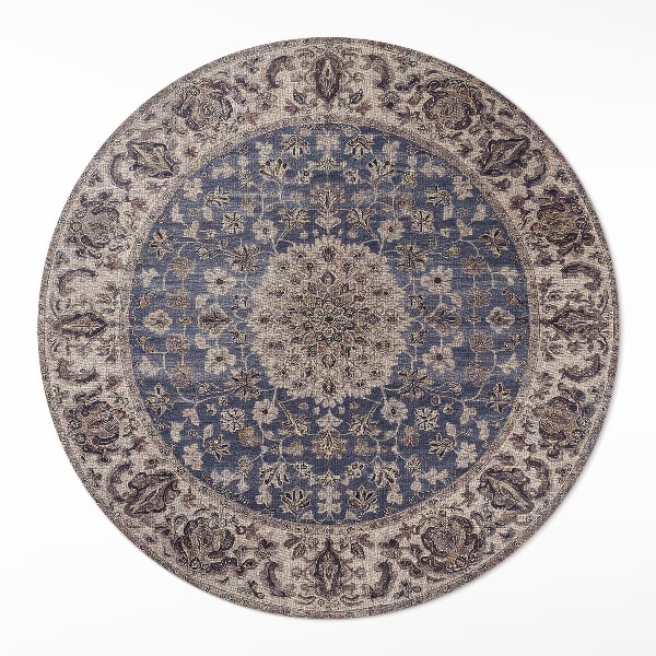 Runder pvc teppich Persische Ornamente in Blautönen
