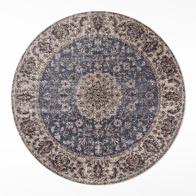 Runder pvc teppich Persische Ornamente in Blautönen