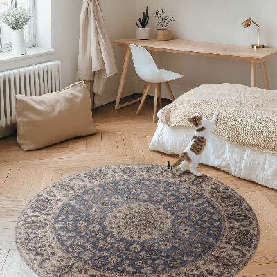 Runder pvc teppich Persische Ornamente in Blautönen