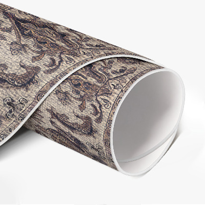 Runder pvc teppich Persische Ornamente in Blautönen