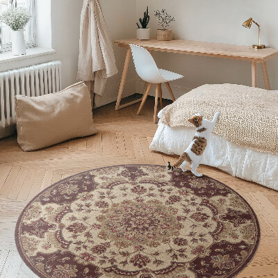 Runder vinyl teppich Blumenkomposition im Vintage-Stil