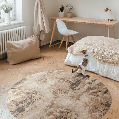 Runder vinyl teppich läufer Braune Abstraktion retro