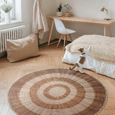 Runder vinyl teppich läufer Weidenkorb