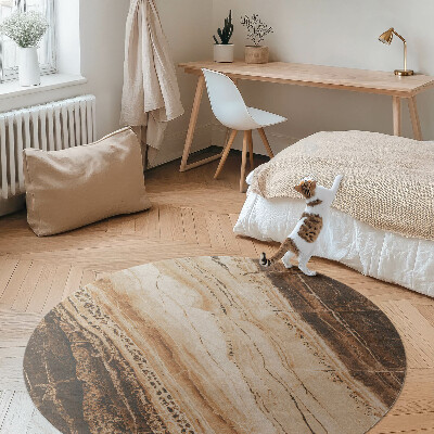 Runder vinyl teppich läufer Brauner Edelstein
