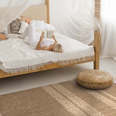 Vinyl teppich läufer Beige in Boho Linien Nachahmung Stoff