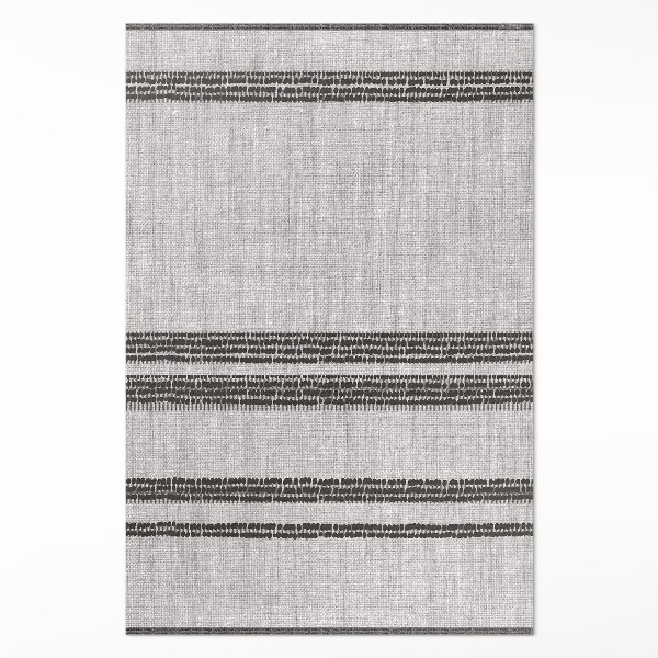 Teppich pvc Grau in boho Linien Nachahmung Stoff