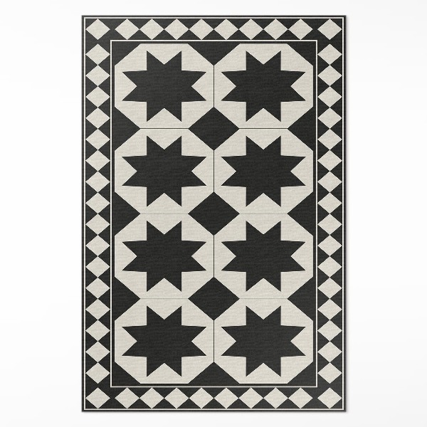Teppich auf pvc Schwarze und weiße Sterne elegantes Mosaik