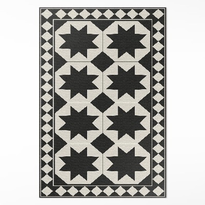 Teppich auf pvc Schwarze und weiße Sterne elegantes Mosaik