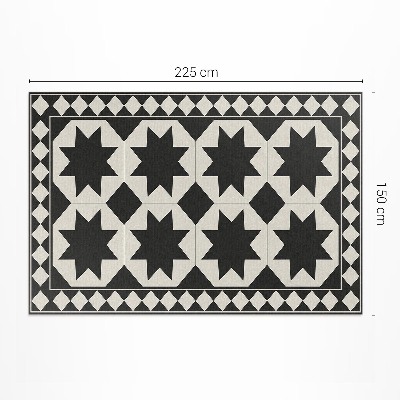 Teppich auf pvc Schwarze und weiße Sterne elegantes Mosaik