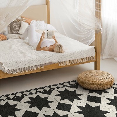 Teppich auf pvc Schwarze und weiße Sterne elegantes Mosaik