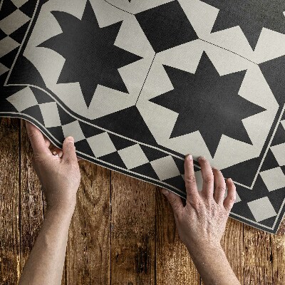 Teppich auf pvc Schwarze und weiße Sterne elegantes Mosaik