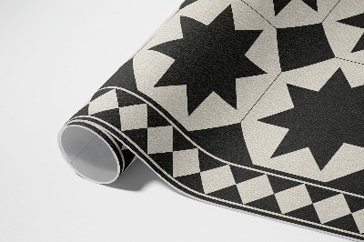 Teppich auf pvc Schwarze und weiße Sterne elegantes Mosaik
