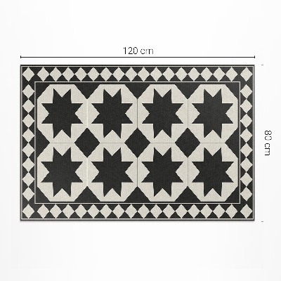 Teppich auf pvc Schwarze und weiße Sterne elegantes Mosaik