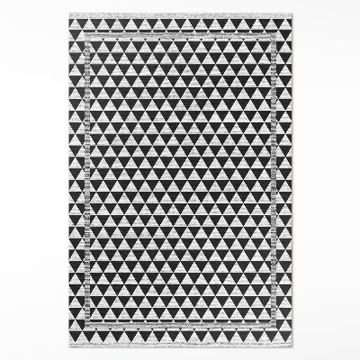 Vinyl teppich Schwarz-weiße Dreiecke - Textilimitation