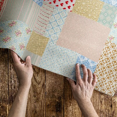 Teppich auf pvc Patchwork-Textilimitat aus verschiedenen Teilen