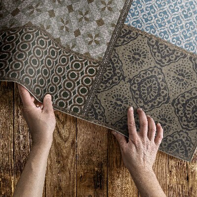 Vinyl teppich Mix aus verschiedenen Textilimitationsmustern