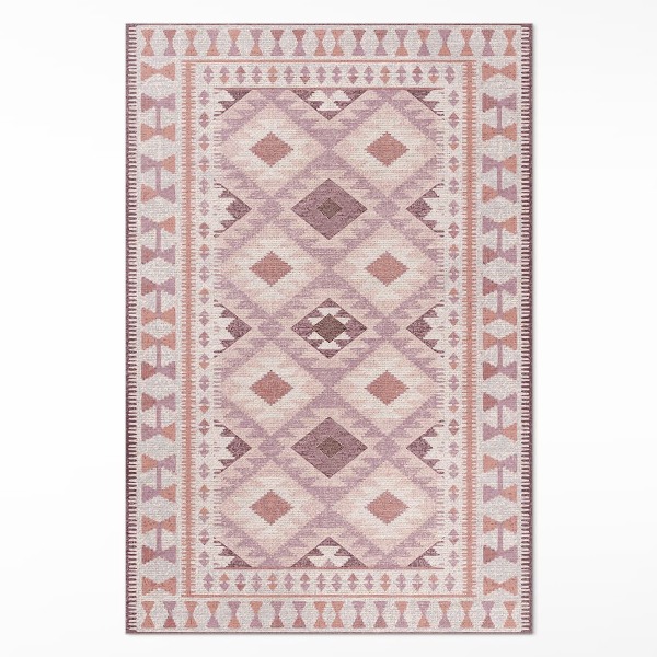 Teppich auf pvc Blassrosa Rhomben Stoffimitat