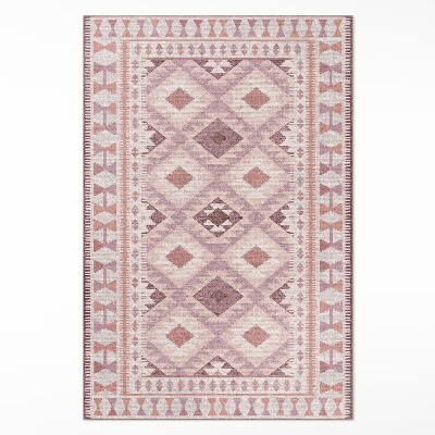 Teppich auf pvc Blassrosa Rhomben Stoffimitat
