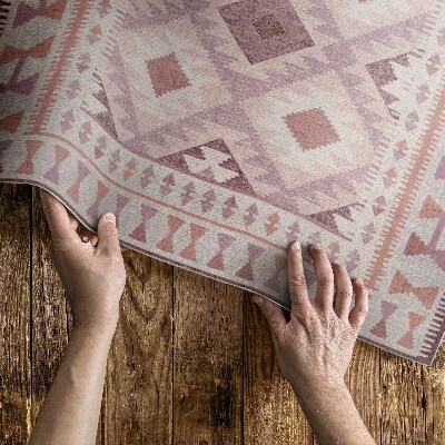 Teppich auf pvc Blassrosa Rhomben Stoffimitat