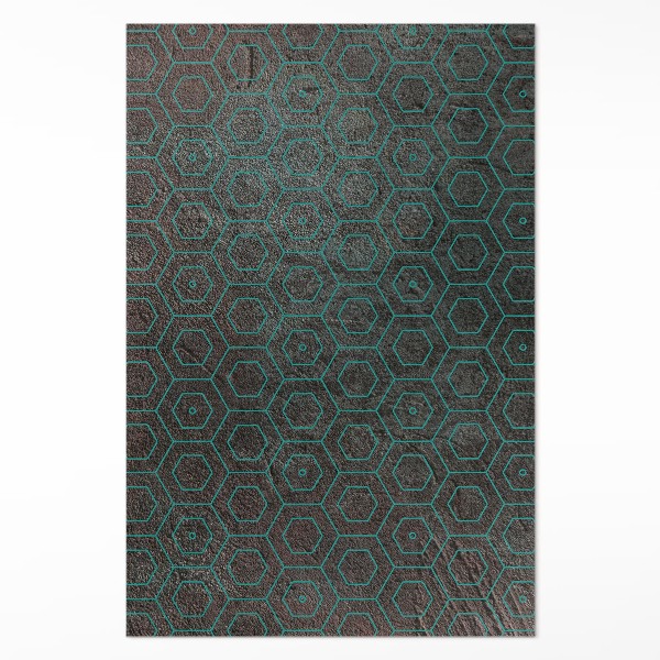 Teppich pvc Retro Sechsecke rohes Design