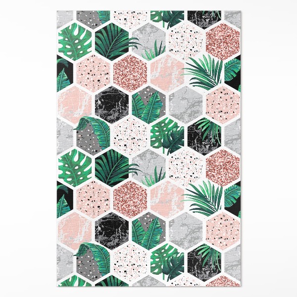 Pvc teppich Tropische Hexagone aus Pflanzen und Steinen