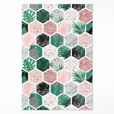 Pvc teppich Tropische Hexagone aus Pflanzen und Steinen