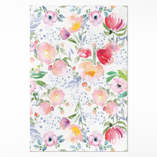 Vinyl teppich läufer Aquarell Blumen zarte Pflanzen