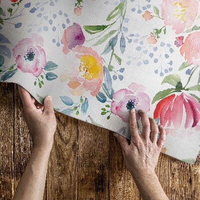 Vinyl teppich läufer Aquarell Blumen zarte Pflanzen