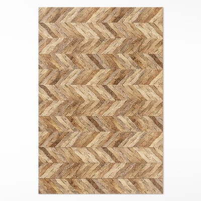Teppich auf pvc Trendiges Holz-Fischgrätenparkett