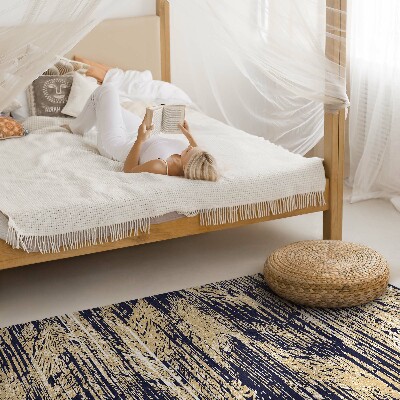 Teppich pvc Gelbe Retro-Streifen im Boho-Stil
