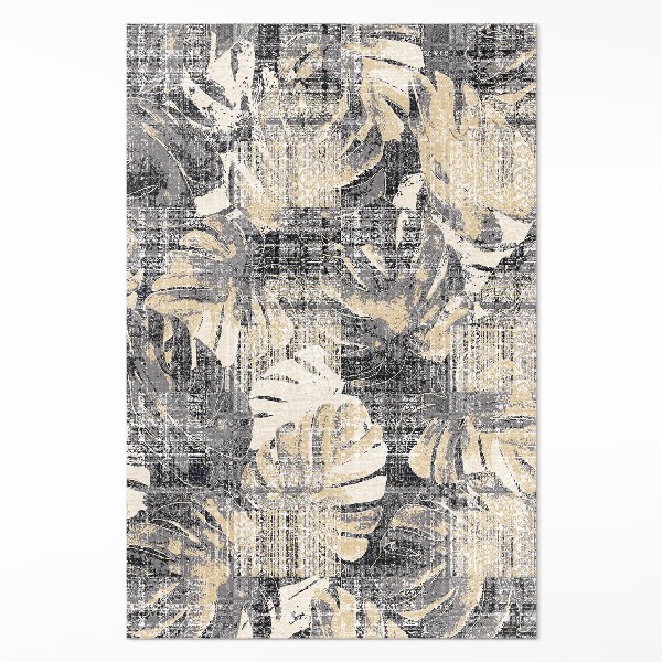 Teppich auf pvc Monstera Blattmotiv abgenutzte Textur