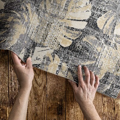 Teppich auf pvc Monstera Blattmotiv abgenutzte Textur