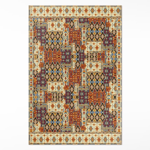 Teppich pvc Geometrisches Patchwork im Boho-Stil