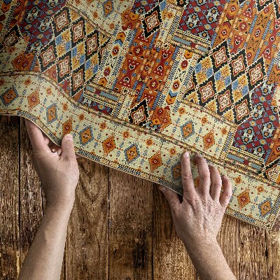 Teppich pvc Geometrisches Patchwork im Boho-Stil