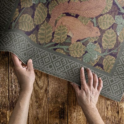 Pvc teppich Eichhörnchen und Walnussblätter Illustration