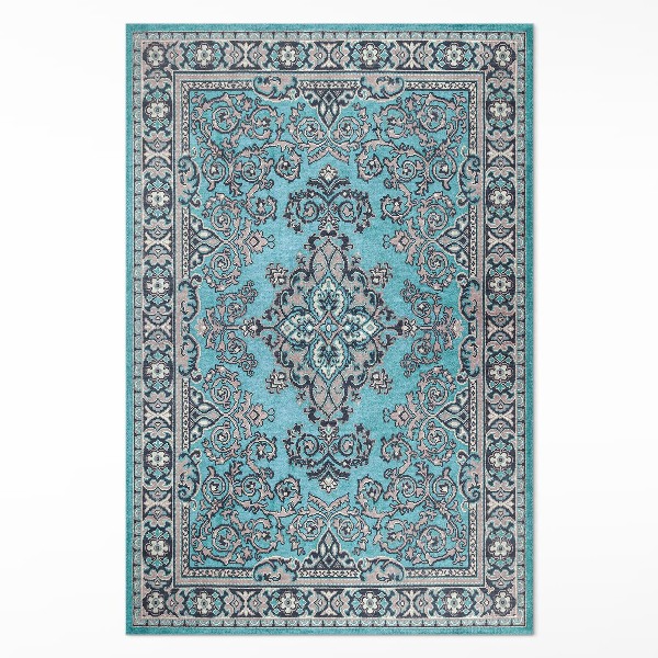 Teppich pvc Blaues dekoratives Muster florales Motiv