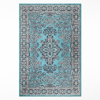 Teppich pvc Blaues dekoratives Muster florales Motiv