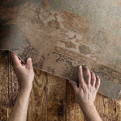 Teppich pvc Zerkratztes Patchwork-Muster vintage