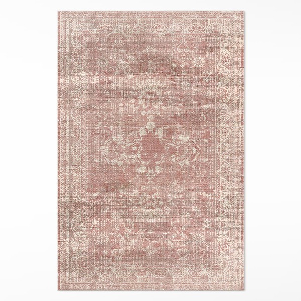 Pvc teppich Puderrosa geriebenes Vintage-Blumenmuster